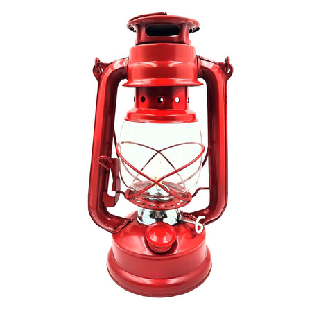 Lampa Naftowa Ogrodowa Czerwona 24 cm z Knotem
