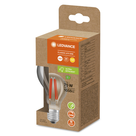 Żarówka LED A60 E27 5.7W = 75W 1055lm 2700K Ciepła Biała FILAMENT ŚCIEMNIALNA LEDVANCE