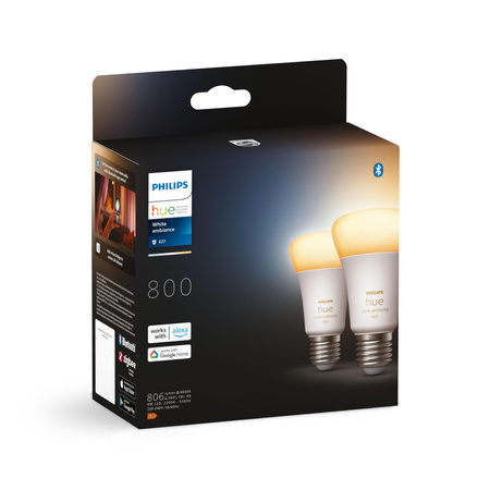 2x Żarówka LED E27 A60 9W = 60W 806lm 2200-6500K CCT SMART Inteligentna Bluetooth ZigBee White Ambiance Philips HUE