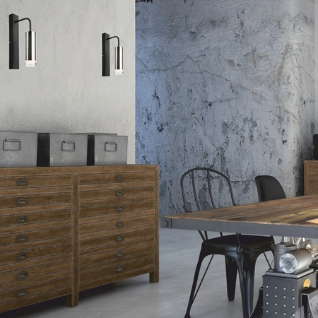 Lampa Ścienna Kinkiet DIEGO E27 Czarny Chrom KM-1.124 Lamkur