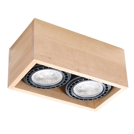Lampa Sufitowa Oprawa Natynkowa 2x GU10 Kwadratowa Brązowa Skandynawska Quatro Sollux
