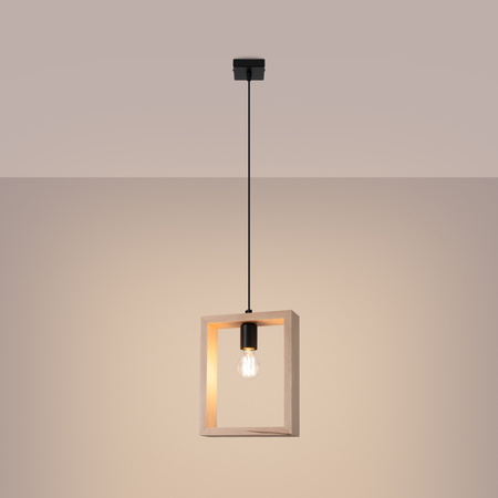 Lampa Sufitowa Wisząca Zwis E27 Żyrandol Kwadratowa Brązowa Skandynawska Aries Sollux