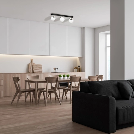 Lampa Sufitowa SFERA Czarna Chrom 3xE14 Listwa Milagro