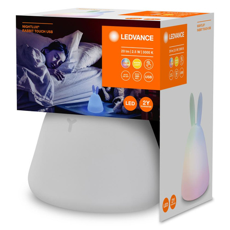 Dziecięca lampka nocna dotykowa KRÓLIK LED 2,5 W BIAŁY CIEPŁY + RGB Nightlux Touch Rabbit LEDVANCE