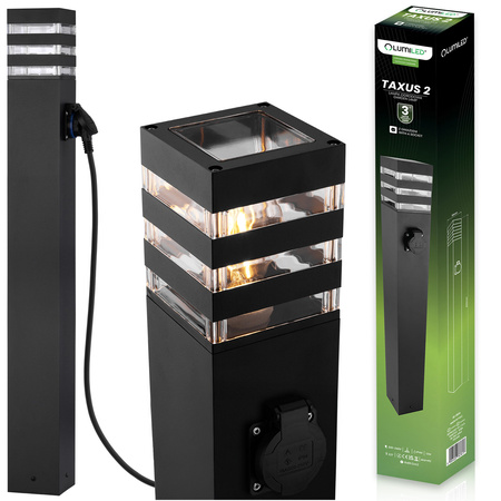 Lampa Ogrodowa Słupek Zewnętrzny Stojący E27 LED z Gniazdem TAXUS 2 80cm LUMILED