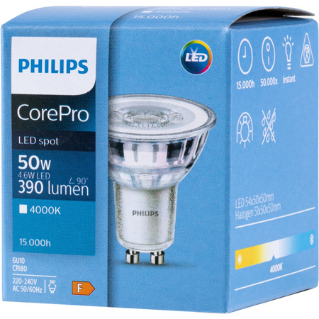 Żarówka LED GU10 4,6W = 50W 390lm 4000K Neutralna 36° PHILIPS