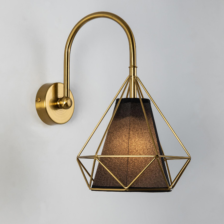 Kinkiet Ścienny Lampa HIRA 1x E27 Czarna Złota GOLDLUX (Polux)