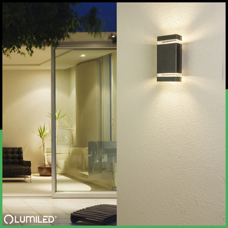 Lampa Ogrodowa Kinkiet Elewacyjny góra dół GU10 Czarny Aluminium HEDERA LUMILED