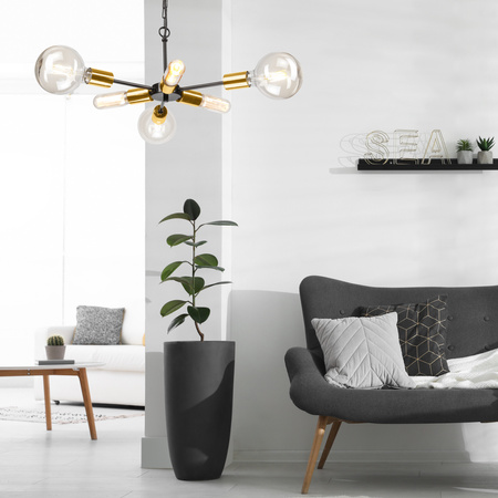 Lampa Wisząca Sufitowa STARLA 6xE27 Czarna Złota LM-6.144 Lamkur