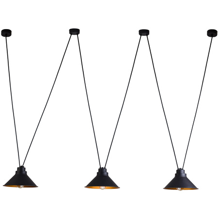 Lampa Sufitowa PERM 9146 Nowodvorski Czarno-Miedziana 3xE27 Wisząca Rozłożysta Stal Loftowa