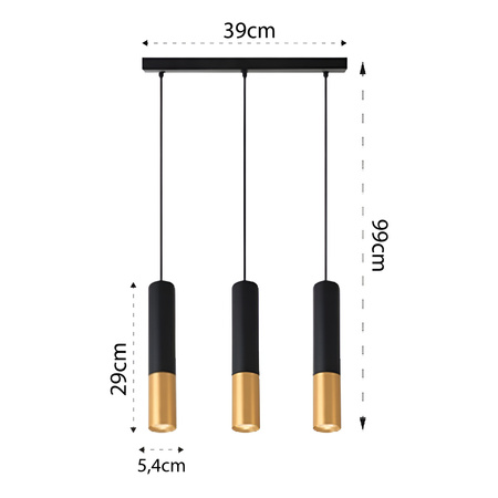 Lampa Wisząca Sufitowa KEON 3xGU10 Regulowana Czarno-Złota MASTERLED