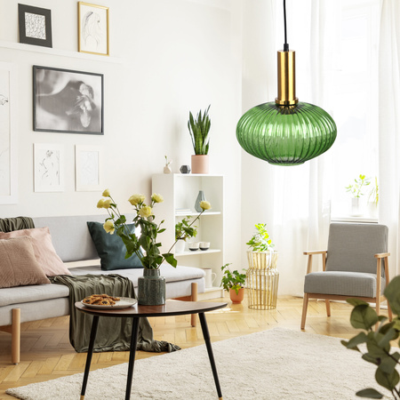 Lampa Wisząca Sufitowa NORFOLK E27 Zwis Zielona GOLDLUX (Polux)