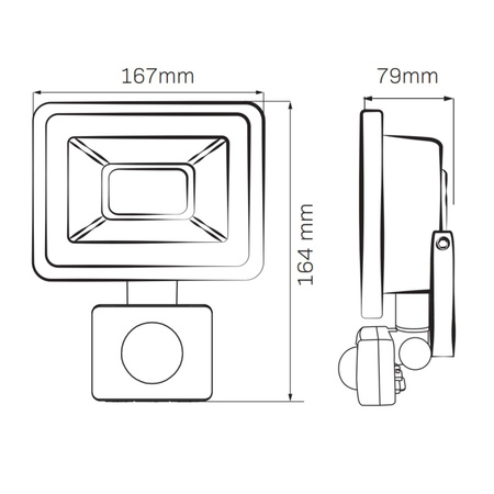 Naświetlacz LED 30W 2100lm 3000K Czarny z Czujnikem ruchu i zmierzchu GOLDLUX (Polux)