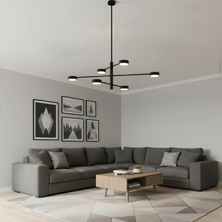 Lampa Sufitowa Wisząca LED 6x GX53 Żyrandol Reflektor Czarna OVILO LUMILED