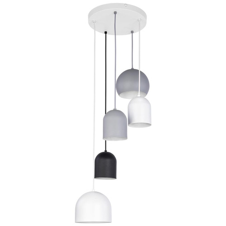 Lampa Sufitowa Wisząca TEMPRE Żyrandol Czarno-Biało-Szara Nowoczesna 5xE27 2830 TK Lighting