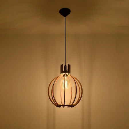 Lampa Sufitowa Wisząca Zwis E27 Okrągła Brązowa Skandynawska Arancia Sollux