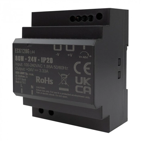 Zasilacz na Szynę DIN do Taśm LED 80W 24V 3.33A IP20 PREMIUM Ecolight