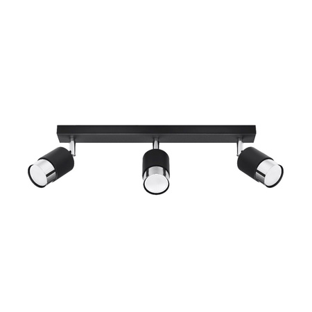 Lampa Sufitowa Oprawa Natynkowa SPOT TUBA Reflektor 3x GU10 Ruchoma Tubularna Czarna Chrom Nowoczesna Nero Sollux