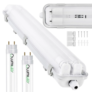 Oprawa Hermetyczna Pyłoszczelna 120cm 2xT8 G13 IP65 + 2x Świetlówki LED 18W
