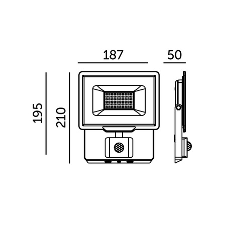Naświetlacz LED Zewnętrzny Ogrodowy 50W 4250lm 6500K Zimny 120° z Czujnikiem Ruchu i Zmierzchu IP65 Czarny MHC Kobi