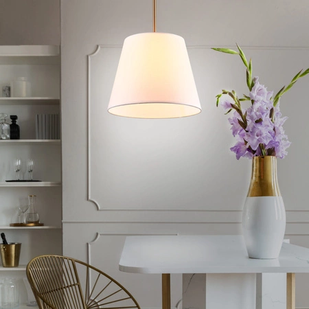 Lampa Sufitowa Wisząca Zwis E27 Biała Złota ELENA Sanico Goldlux