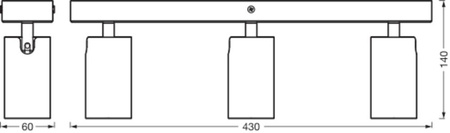 Lampa Sufitowa Ścienna LED Spot Reflektor 3-Punktowy Ściemnialny 10.2W GU10 Biały LEDVANCE