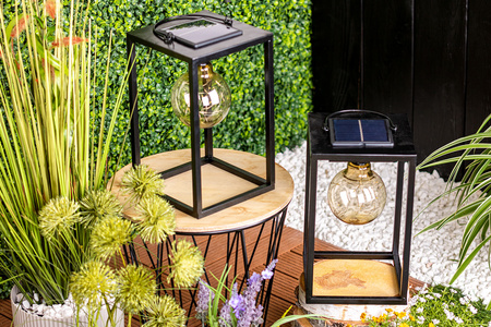 Lampa Solarna LED Zewnętrzna Ogrodowa Stojąca Wisząca Latarenka 3000K IP44 26cm Czujnik Zmierzchu