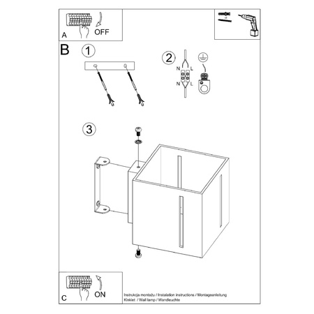 Lampa Ścienna Kinkiet Kostka G9 Kwadratowa Szara Nowoczesna Pixar Sollux