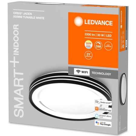 Plafon LED Lampa Sufitowa Oprawa Natynkowa 30W 2100lm CCT Ściemnialna Okrągła Czarny SMART+ WiFi Jaden Ledvance