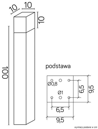 Lampa Ogrodowa Zewnętrzna Stojąca SŁUPEK Cube Max CB-MAX 1000 AL E27 100cm Su-Ma