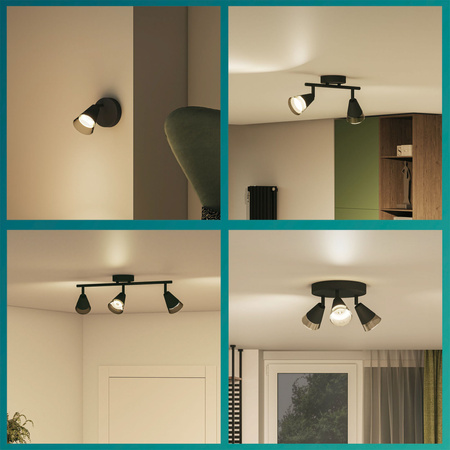 Lampa Sufitowa Reflektor Natynkowy 4x GU10 Czarna Cleft Philips