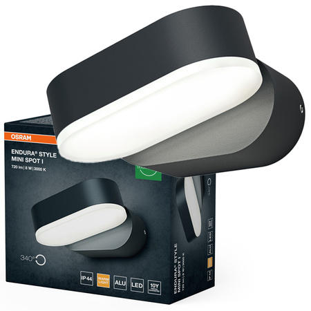Kinkiet Ogrodowy Lampa Elewacyjna Zewnętrzna LED 7.5W 320lm 3000K Ciepła Szary IP44 Endura Osram