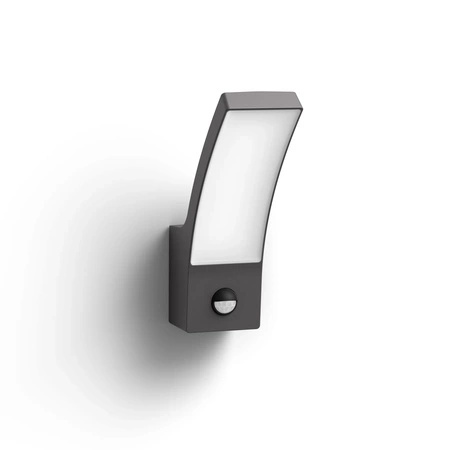 Kinkiet Ogrodowy Lampa Elewacyjna Zewnętrzna LED 12W 1200lm 4000K IP44 z Czujnikiem Ruchu i Zmierzchu Antracyt Splay Philips