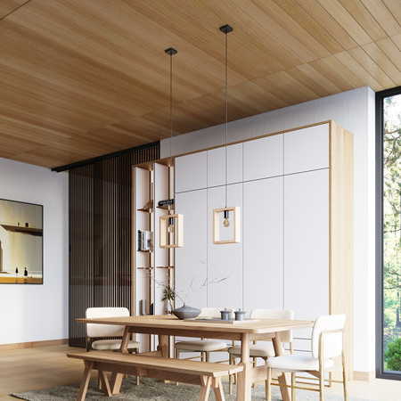 Lampa Sufitowa Wisząca Zwis E27 Żyrandol Kwadratowa Brązowa Skandynawska Aries Sollux