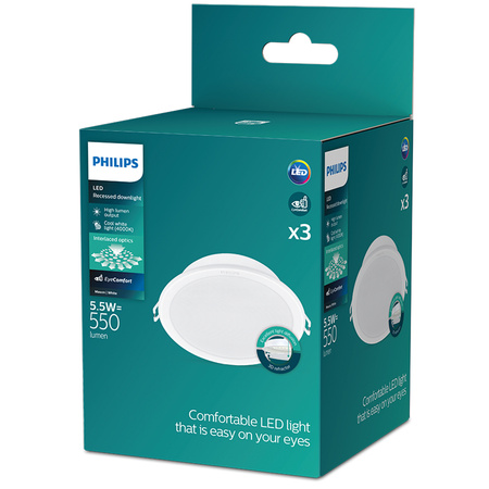 Zestaw x3 Panel LED Oprawa Podtynkowa Wpuszczana MESON 5.5W 4000K PHILIPS