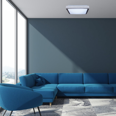 Plafon LED Lampa Sufitowa 41cm 2x E27 Chrom Kwadratowa + 2x Żarówka LED 10W 3000K Lumiled