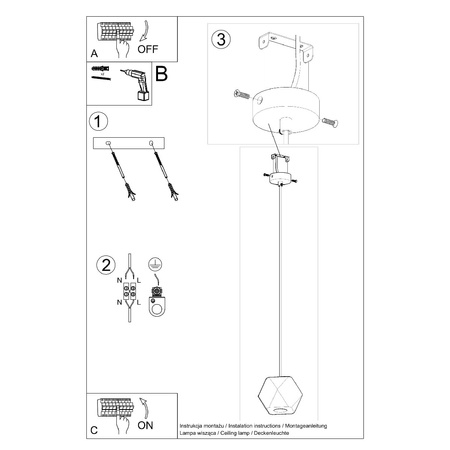 Lampa Sufitowa Wisząca Zwis GU10 Geometryczna Brązowa Skandynawska Woody Sollux