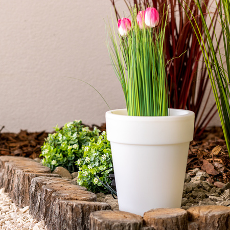 Lampa Ogrodowa LED Solarna Biała Doniczka Na Kwiaty Ozdobna 4000K Neutralna