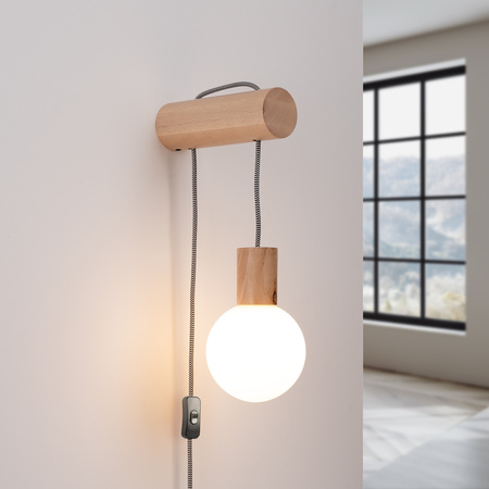 Lampa Ścienna Zwis 1x G9 Naturalne Drewno Biała Nimbi Peach Puff SL.1645 Sollux
