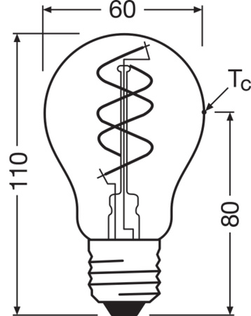 Żarówka LED Dekoracyjna A60 E27 8W = 60W 806lm 2200K Ciepła CRI90 300° Filament Ściemnialna Vintage 1906 Osram