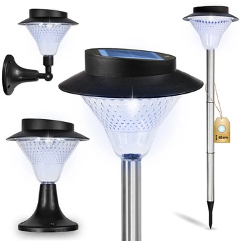 Lampa Solarna Ogrodowa LED Wbijana Słupek Ozdobna IP44 Latarnia 3w1