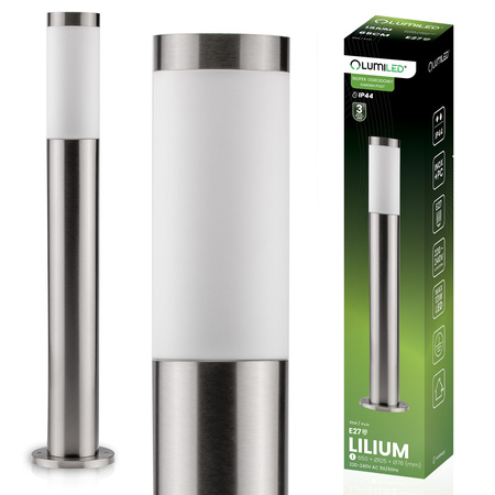 Lampa Ogrodowa Zewnętrzna E27 INOX SŁUPEK 65cm Lilium LUMILED