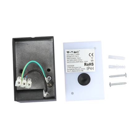 Lampa Ogrodowa Elewacyjna Kinkiet GU10 IP44 Regulowany Czarny mat VT-7611 V-TAC