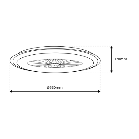 Plafon LED Lampa Sufitowa Natynkowa Czarny okrągły ARIA 38W 55 cm CCT z wentylatorem + Pilot Milagro