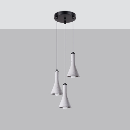 Lampa Sufitowa Wisząca Zwis 3x E14 Żyrandol Geometryczna Szara Nowoczesna Rea Sollux