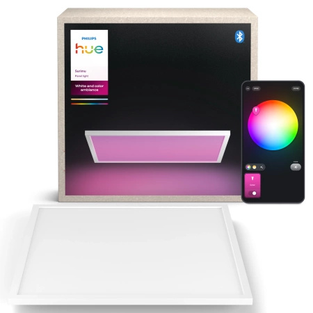 Panel LED Lampa Sufitowa Natynkowa 60x60 cm 60W 4150lm IP20 White and Color Ambiance RGB + TW Biała Inteligentna SMART Zigbee Bluetooth Surimu Philips HUE