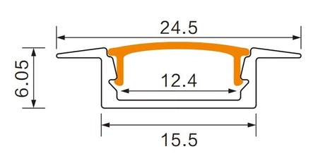 Profil Aluminiowy LED Wpuszczany Podtynkowy Czarny 2m z Kloszem Mroźnym do Taśm LED + Zaślepki seria P Ecolight