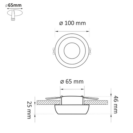Oprawa sufitowa podtynkowa gipsowa Helios GOLDLUX (Polux) okrągła biała matowa MR16