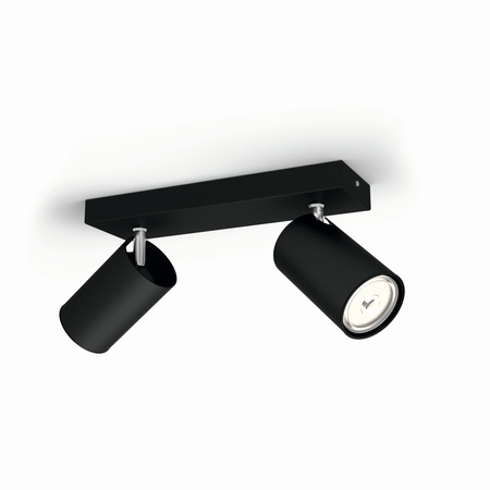 Lampa Sufitowa Reflektor 2x GU10 Czarna Kosipo Philips
