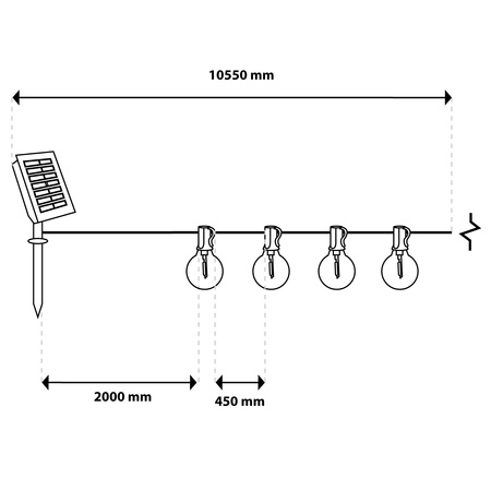 ZESTAW Girlanda Solarna CALLIS2 20x LED 2700K 10,55m PILOT IP44 + Adapter Sieciowy 4,8W LUMILED